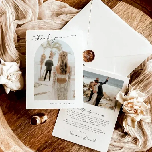 Boho Modern Wedding Thank You Card Template