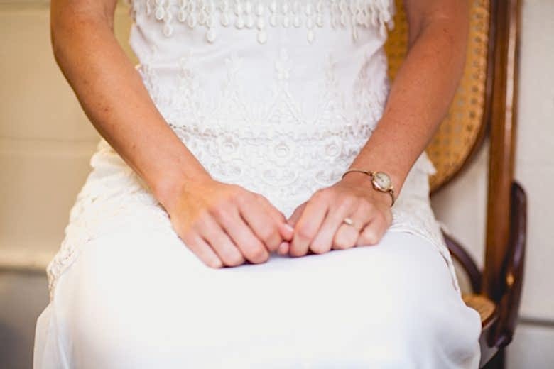 bride and bridal details on wedding day