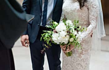 couple at a secular wedding ceremony at city hall
