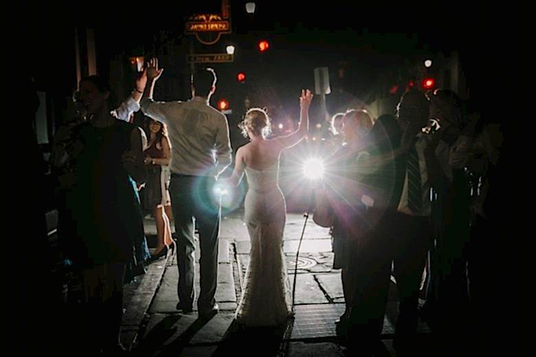bride and groom exiting wedding