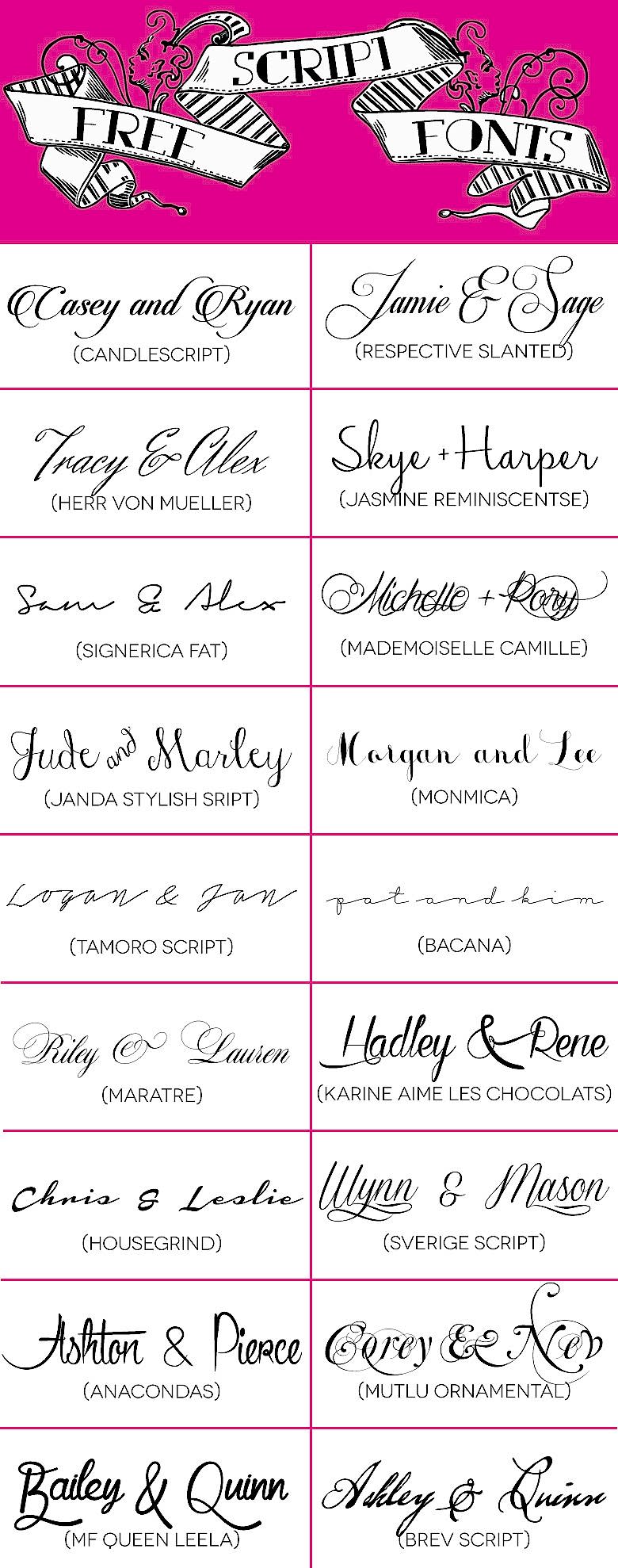 Free Script Fonts for DIY Wedding Invitations