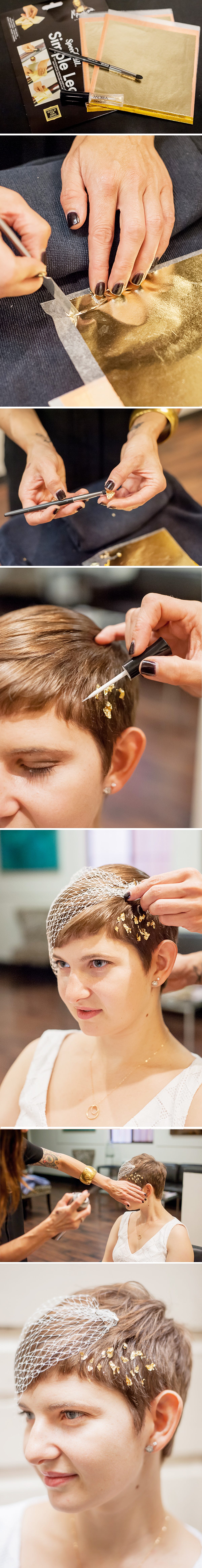 DIY Gold leaf short hair style