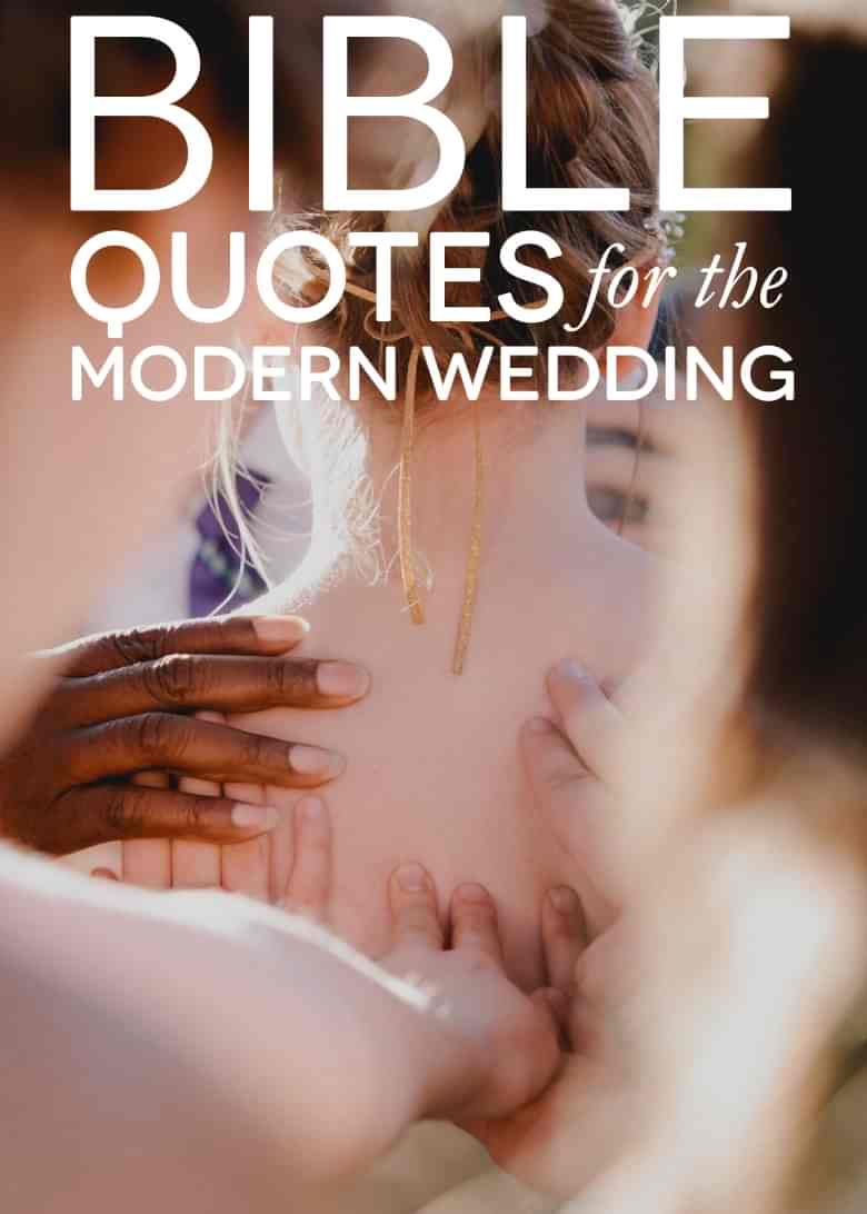 Woman being blesses at wedding, with text wedding bible verses