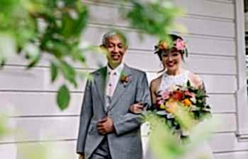 Bride walking down the aisle with her dad