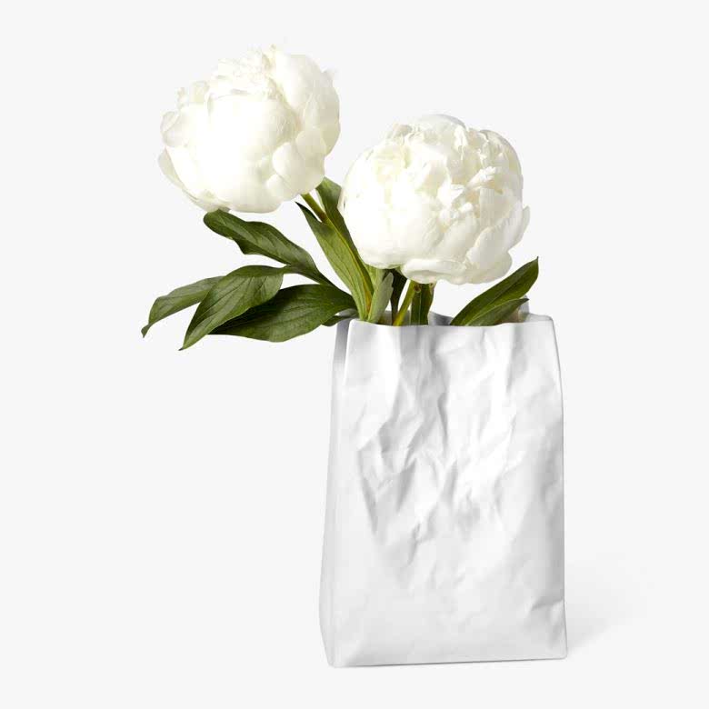 this white ceramic paper bag flower vase is the ideal anniversary gift for your art-loving partner