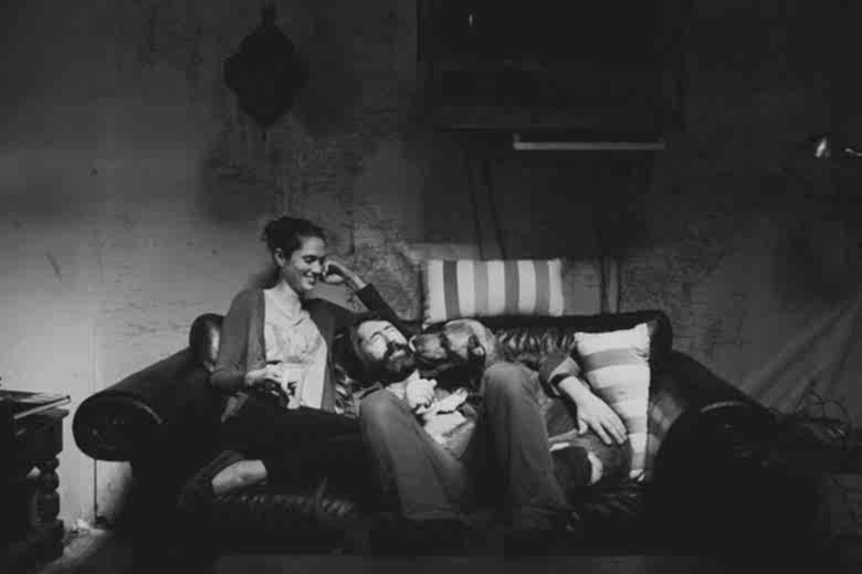 on the couch with dogs