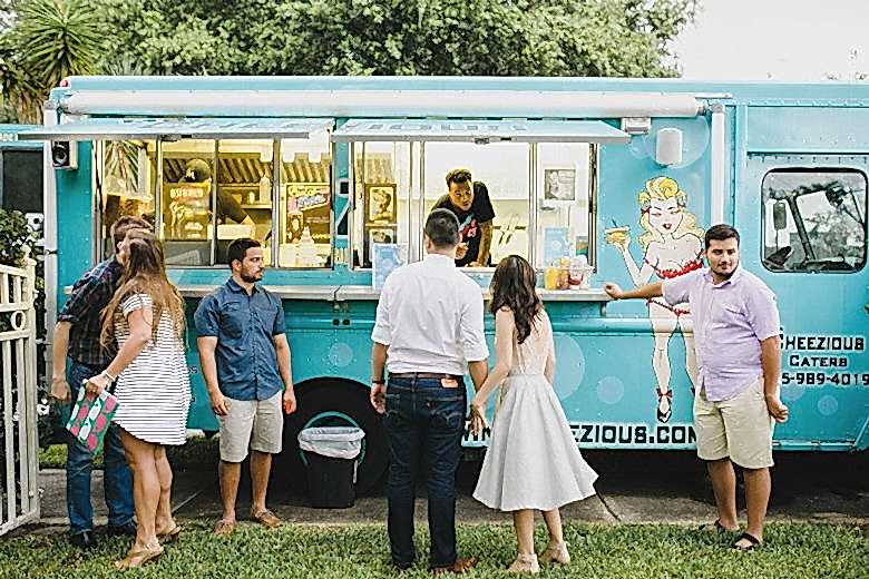 food truck at a backyard wedding