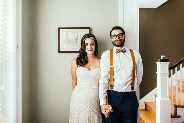 bride and groom on wedding day