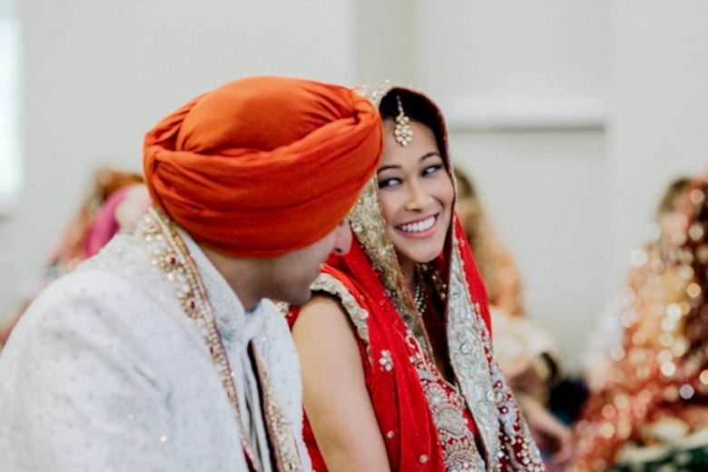 bride smiling on wedding day