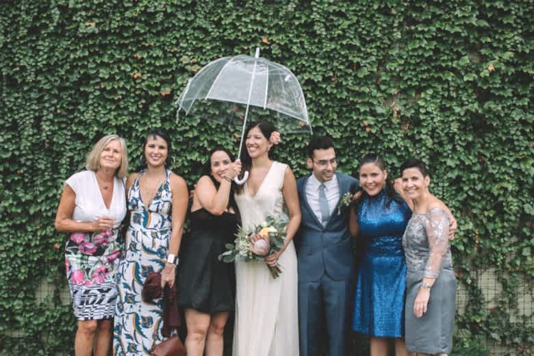 wedding portrait of family standing together