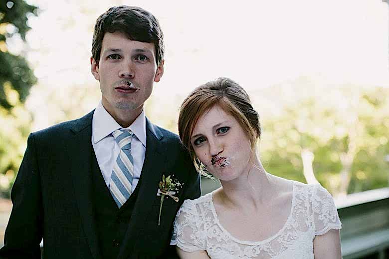 bride and groom after cake smash