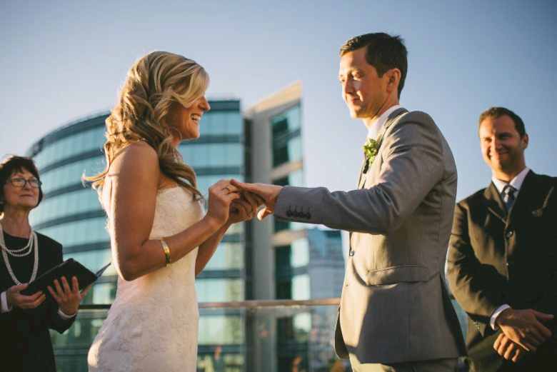 bride and groom getting married during surprise wedding