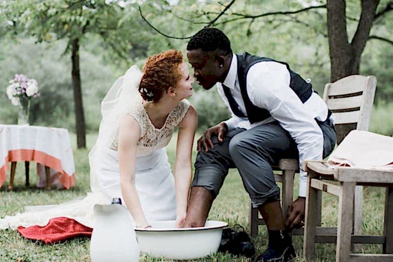 bride and groom foot washing ceremony