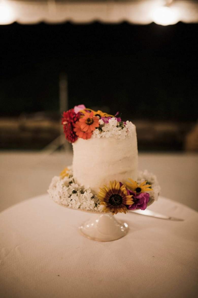 wedding cake with flower decorations