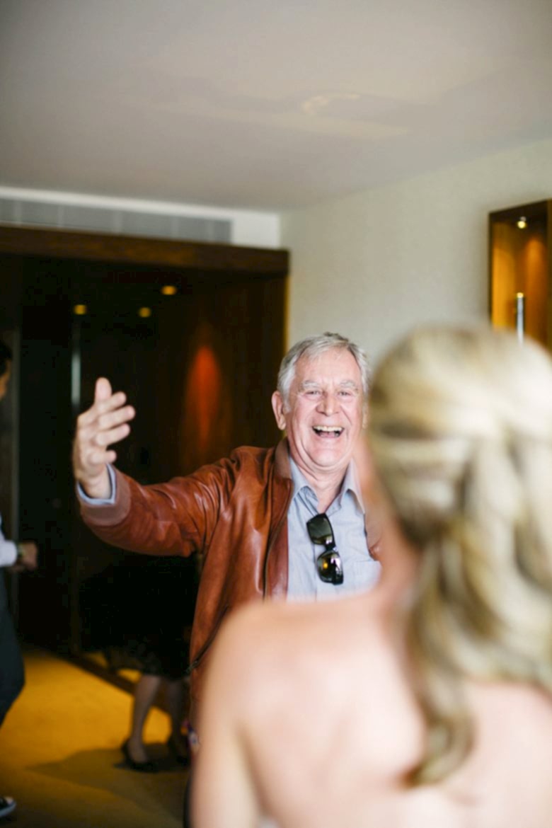 Excited father happy to learn about surprise wedding