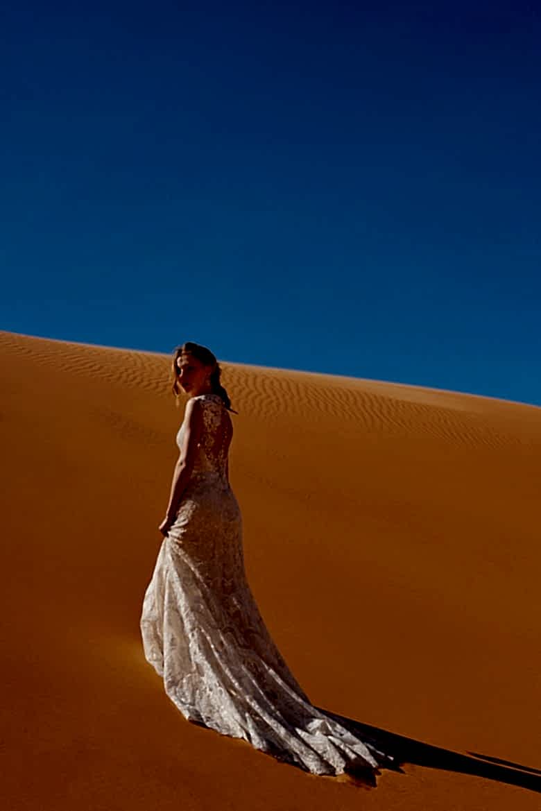bride wearing the Shea gown from the BHLDN Spring 2016 collection