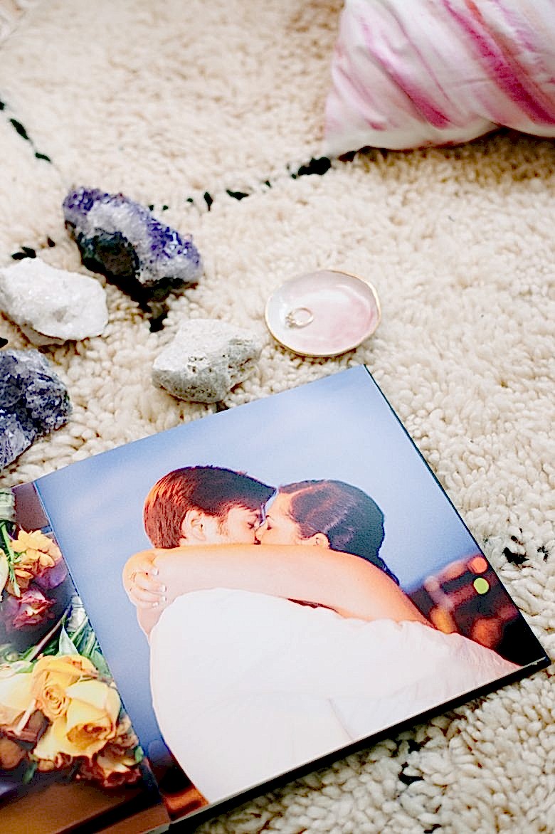 shutterfly wedding album on carpet
