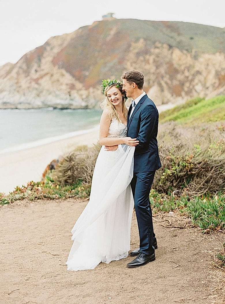 just married couple on beach 