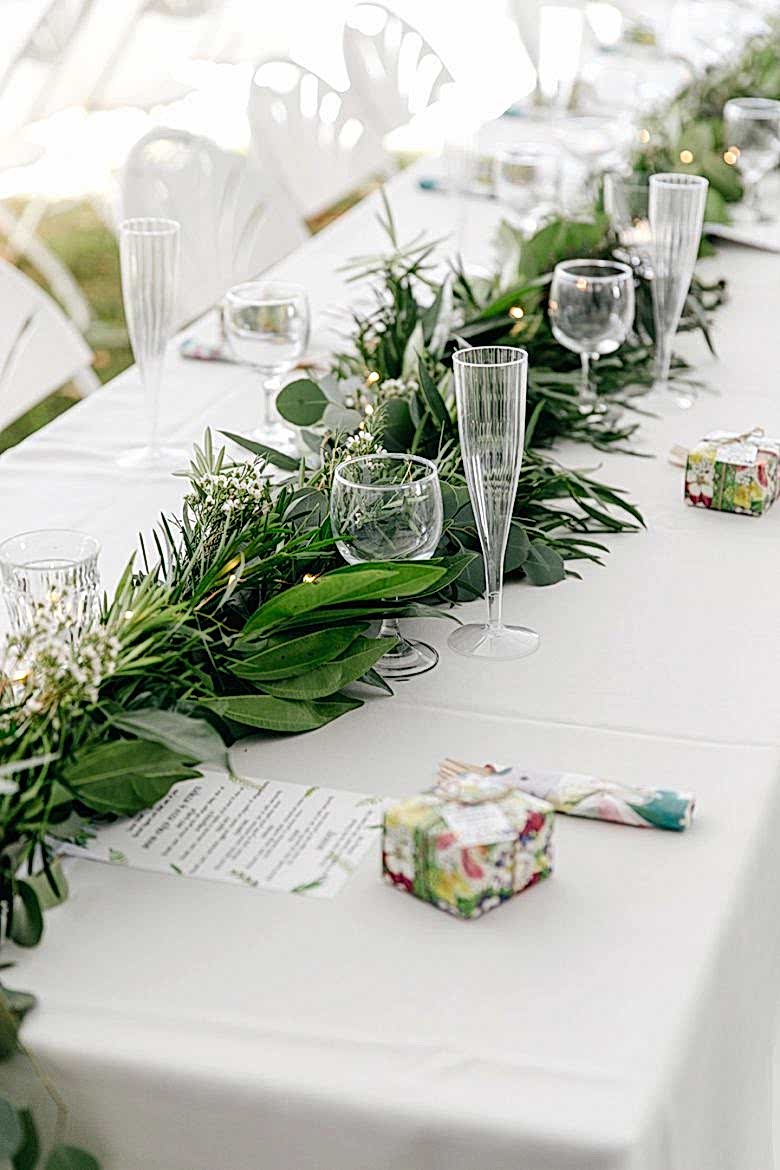 wedding details on dinner table