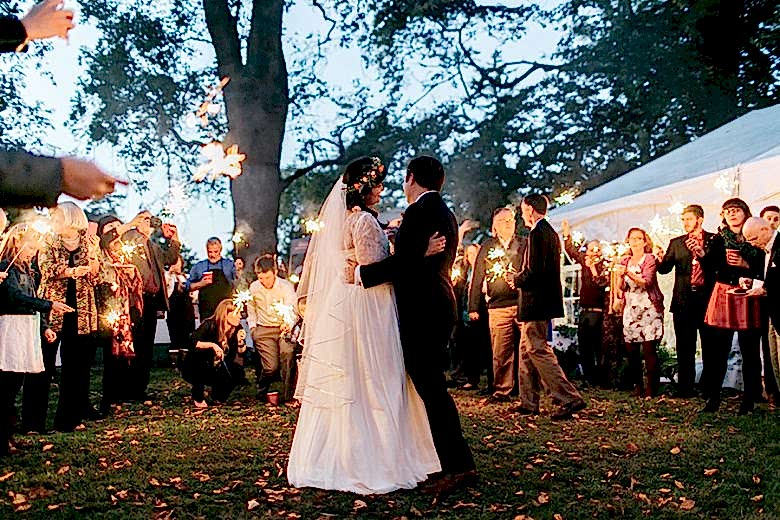 bride and groom dancing