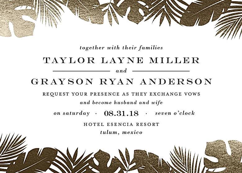 gilded palm wedding invitation by minted