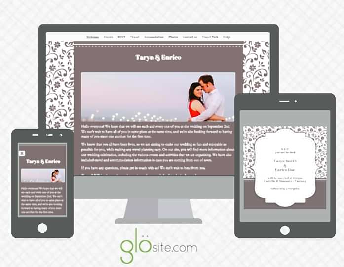 sample wedding website from glö
