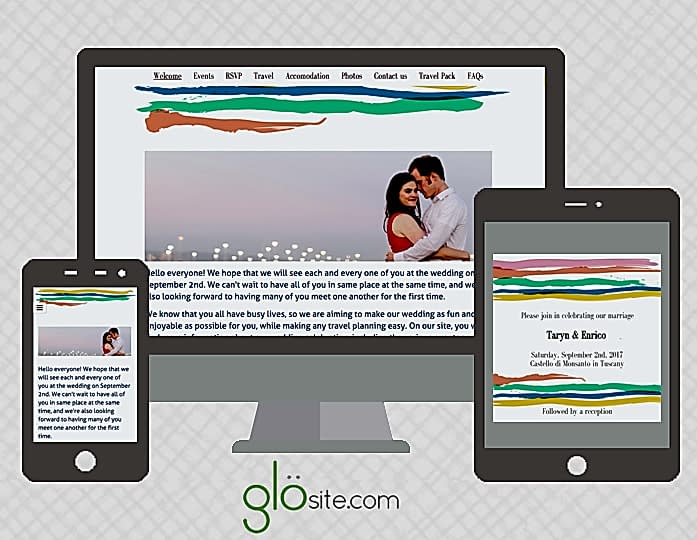 sample wedding website from glö