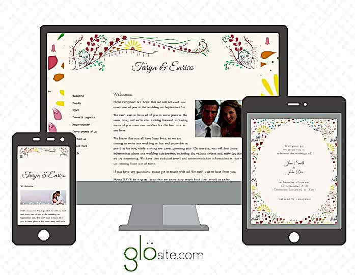 sample wedding website from glö
