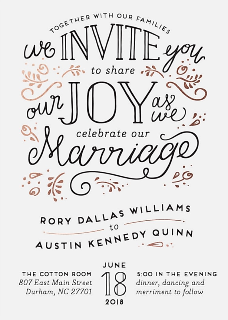 joyful wedding invitation by minted