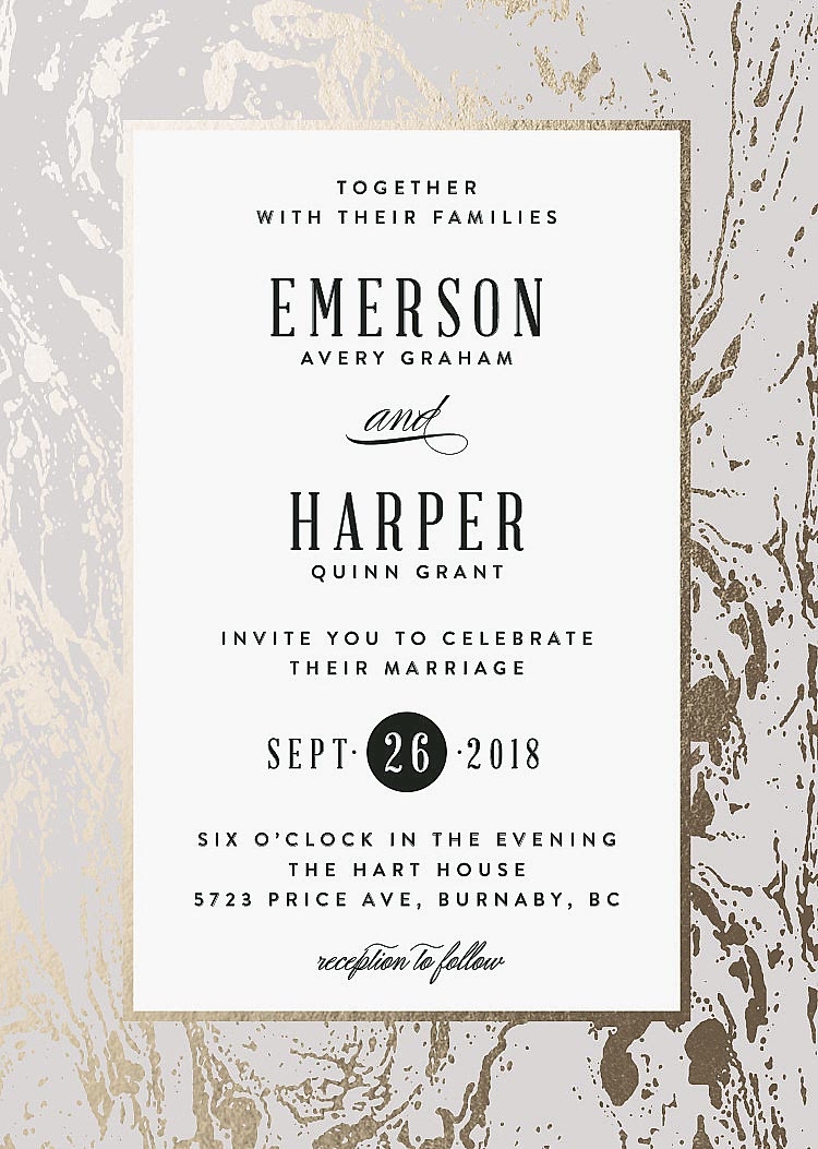modern marble wedding invitation by minted