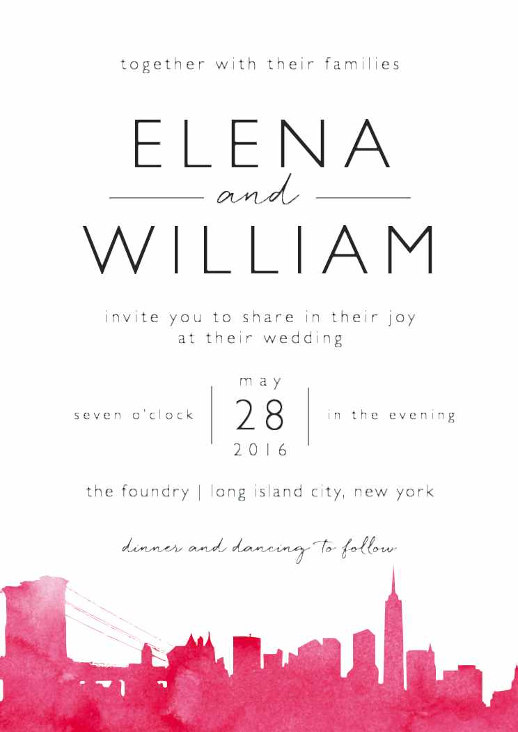 skyline new york wedding invitation by minted