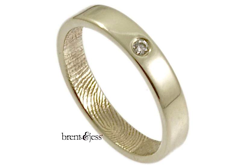 narrow wedding band with diamond