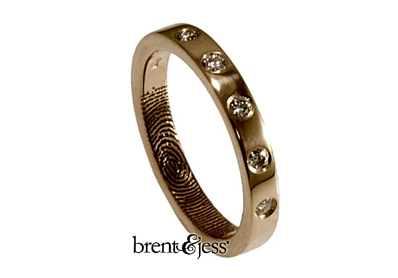 five diamond wedding band in rose gold