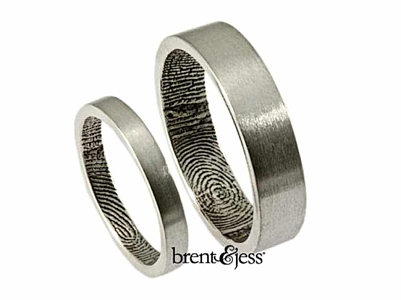 set of brushed silver wedding bands