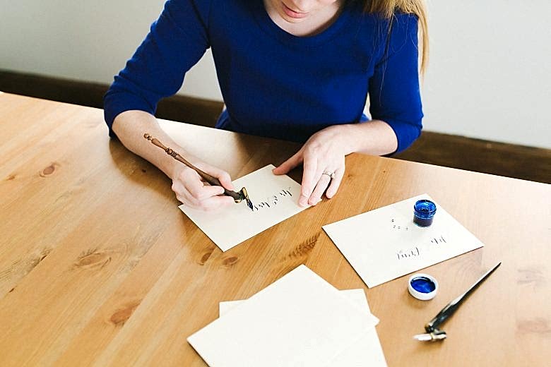 Manayunk Calligraphy woman addressing envelopes