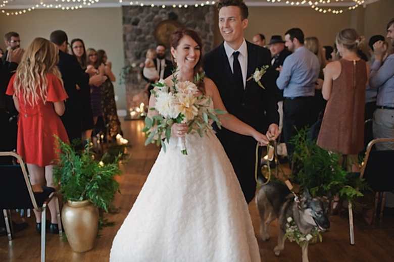 bride and groom after wedding ceremony