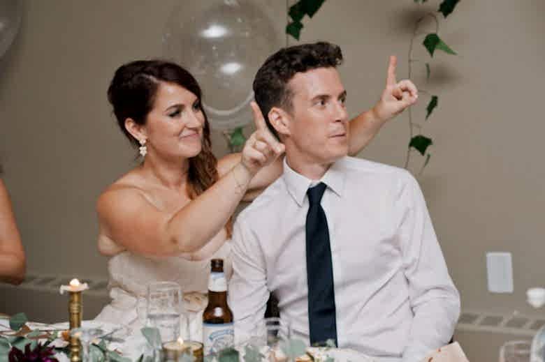 bride and groom during wedding reception