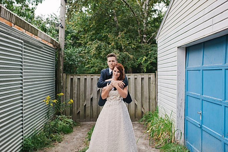 portrait of bride and groom on wedding day