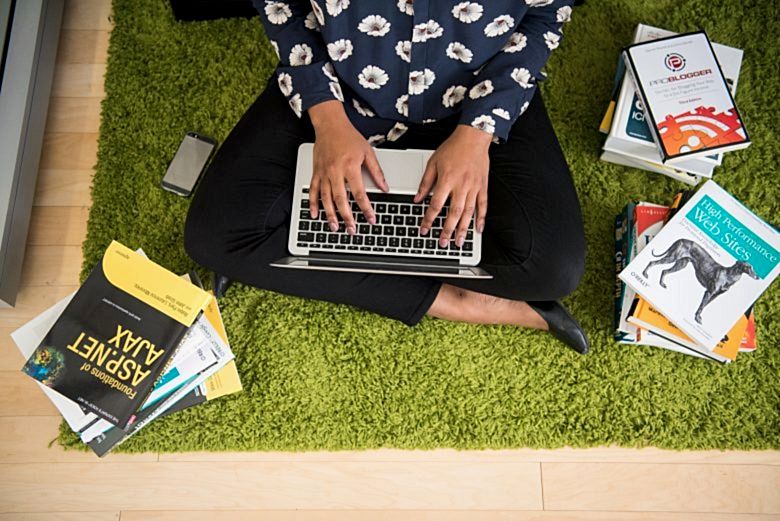 woman working on computer