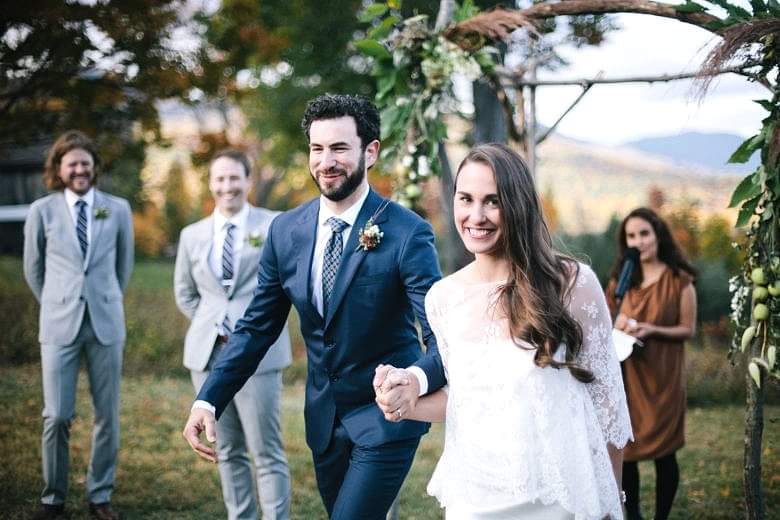 bride and groom leaving ceremony