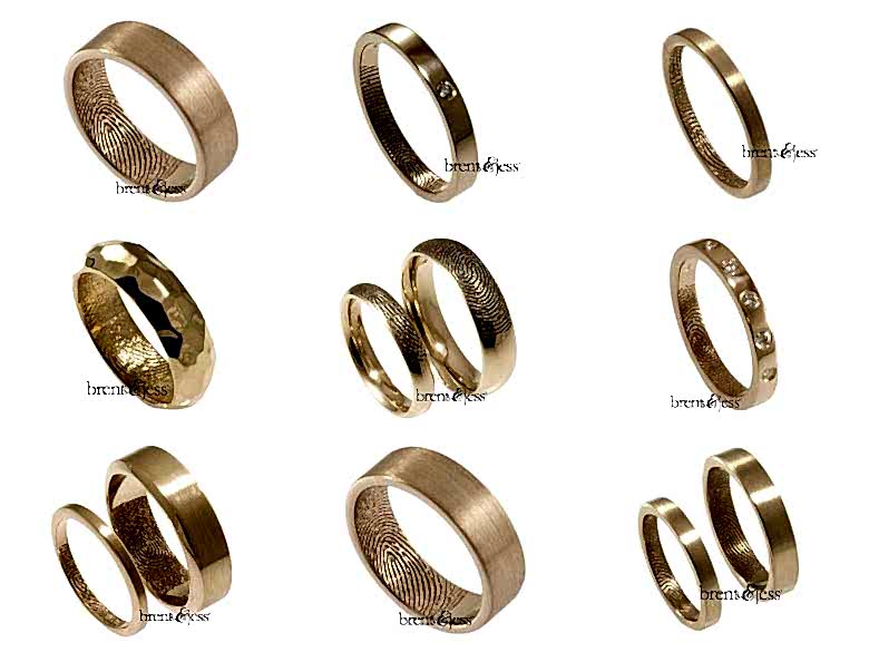 rose gold brent and jess fingerprint weddings bands