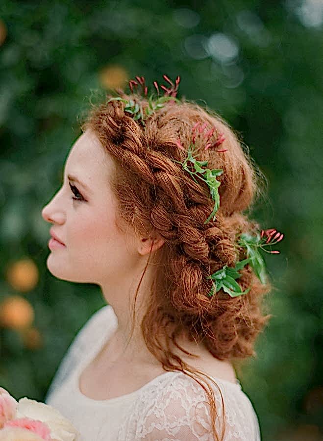 curly hair half up half down bridesmaid hairstyle