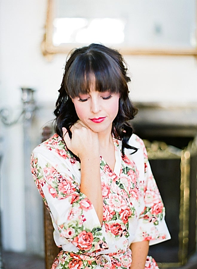 half up half down bridesmaid hairstyle with bangs