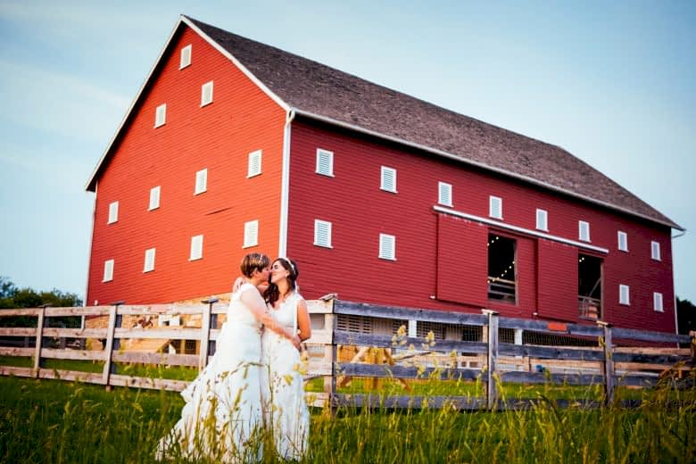 couple together on their wedding day