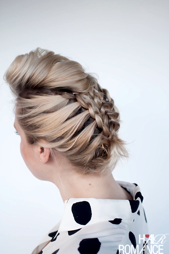 braided updo for short or medium hair