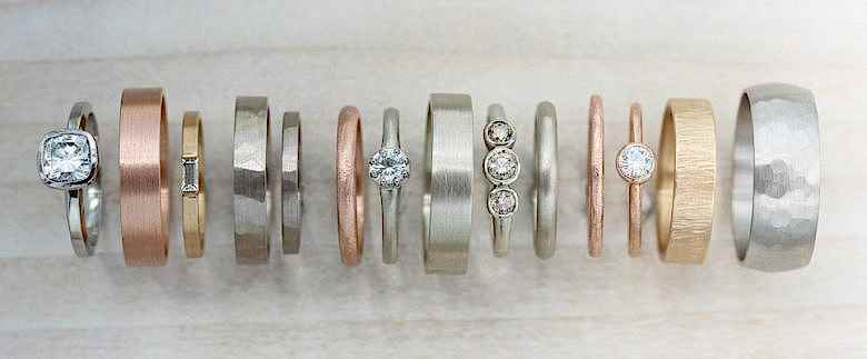 row of gold wedding rings