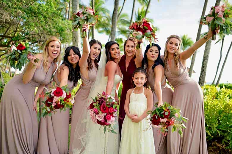 wedding party standing together