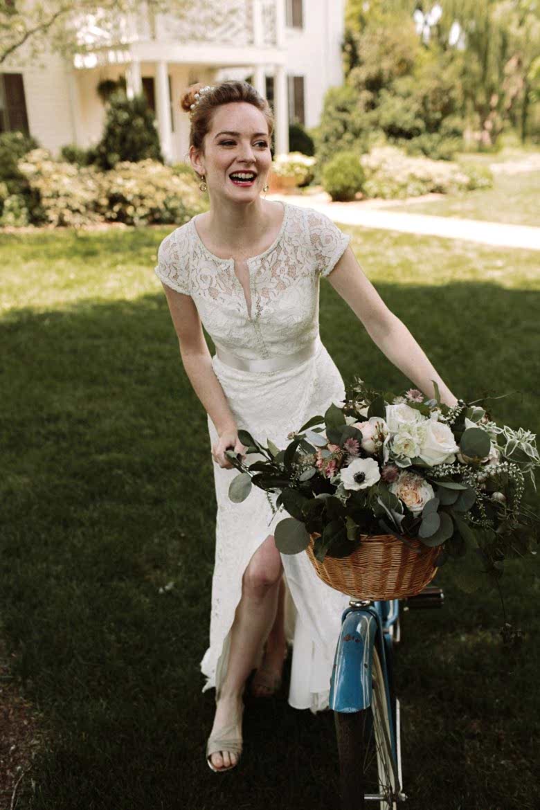 bride wearing the new lace and liberty wedding line