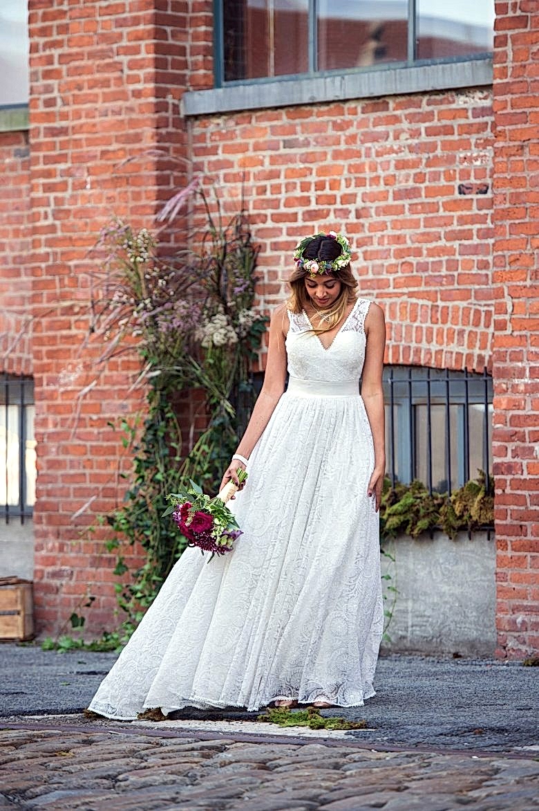 bride modeling celia grace gown