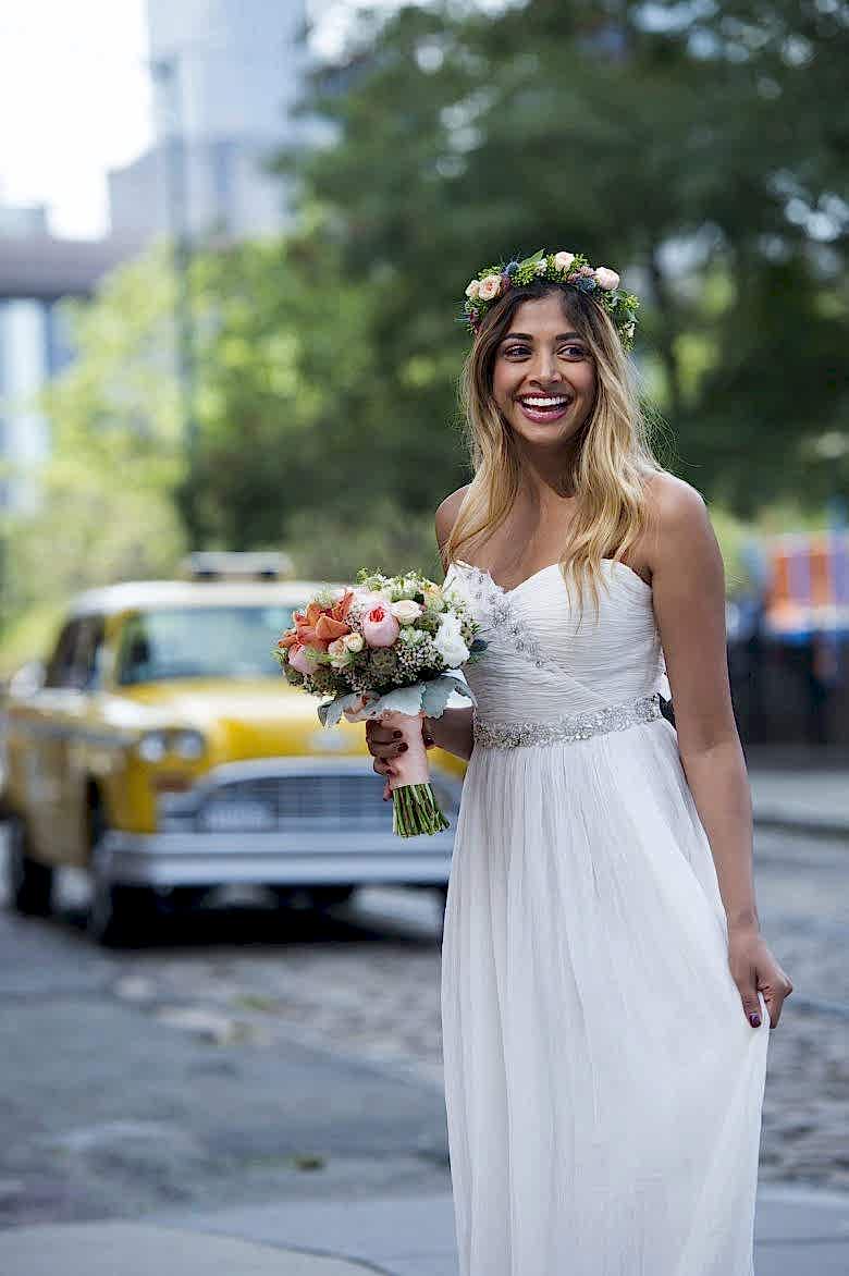 bride modeling celia grace gown